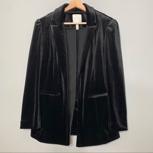 Leith Black Velour Blazer Suit Jacket Velvet Small